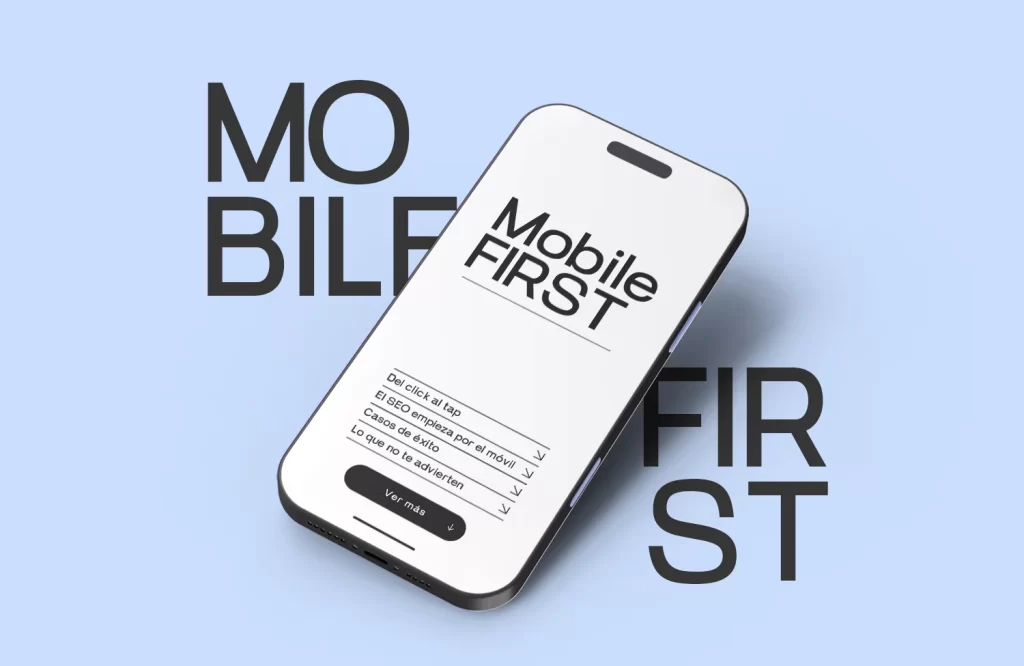Del click al tap: estrategia Mobile First – celular sobre fondo lila