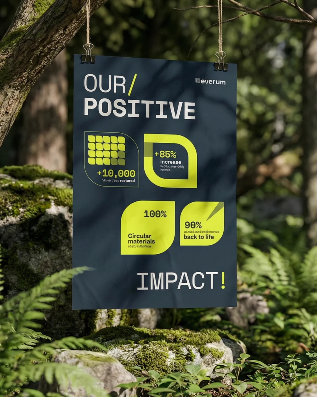 Everum – afiche Our positive impact en el bosque