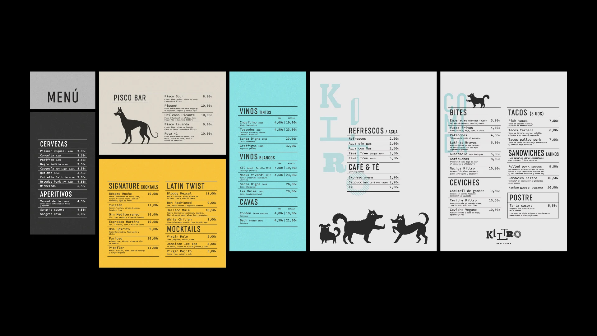 Kiltro – diseño de la carta del restaurante