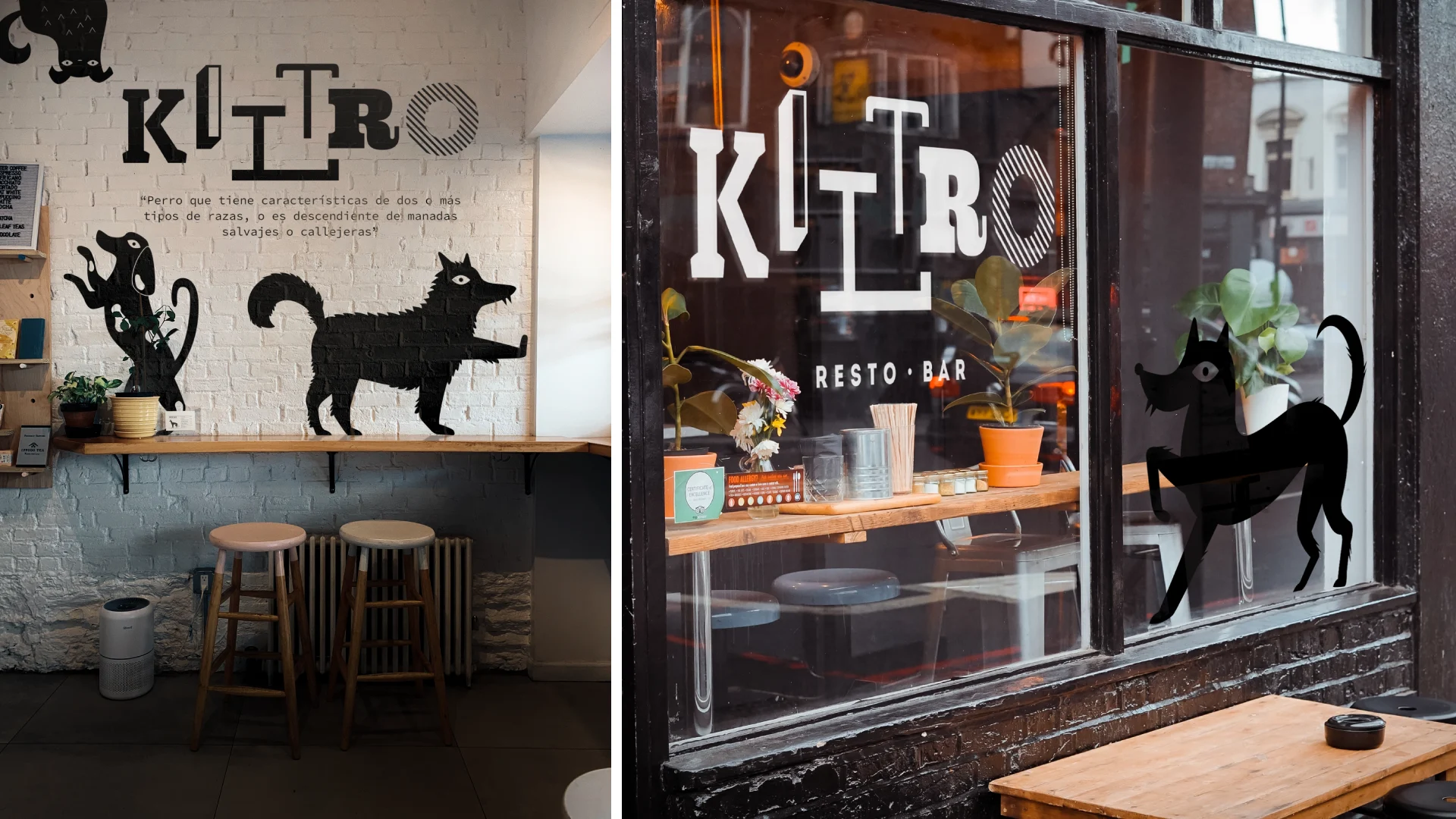 Kiltro – fachada del resto-bar con la identidad aplicada