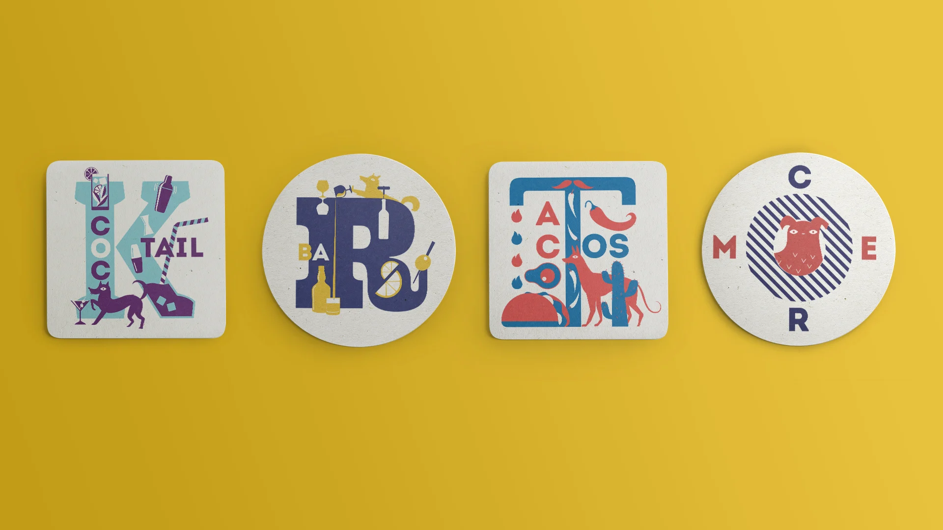 Kiltro – diseño de portavasos ilustrados