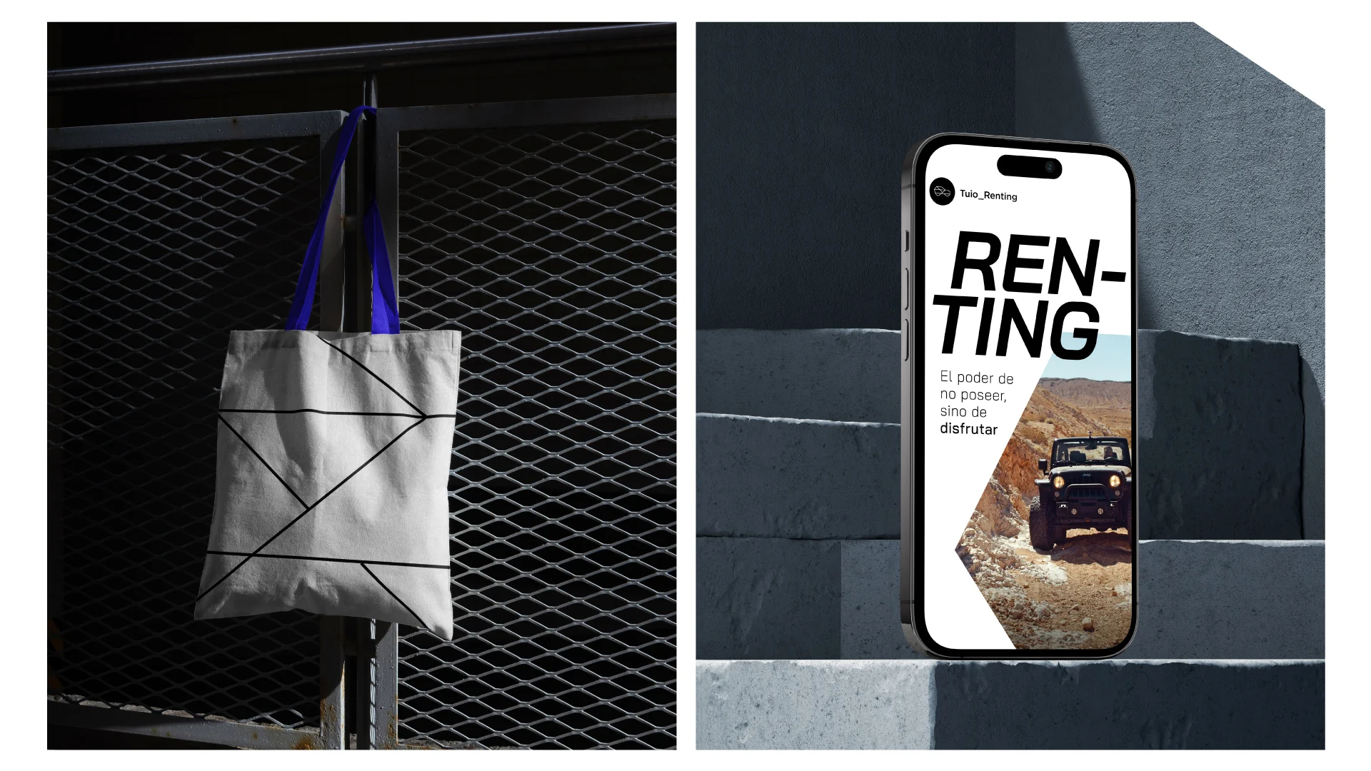 Tuio – tote bag y pieza de renting en celular